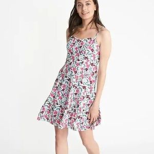 Floral White strap Mini Dress